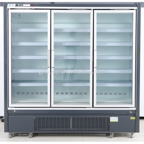 Supermarket double glass door display freezer